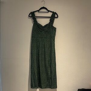 RIHOAS Forest Green Midi Dress with White Dots